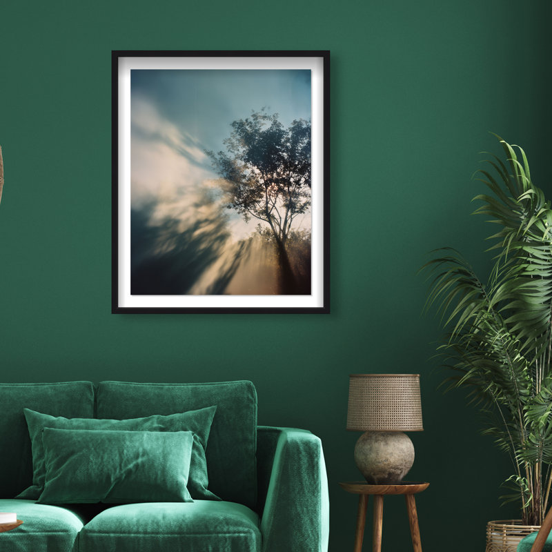 Golden Sunbeams II Shadowbox Floral & Botanical Print by Oliver Gal, Black Frame, 16 x 20, 17.5"H x 21.5"W, White Shadowbox