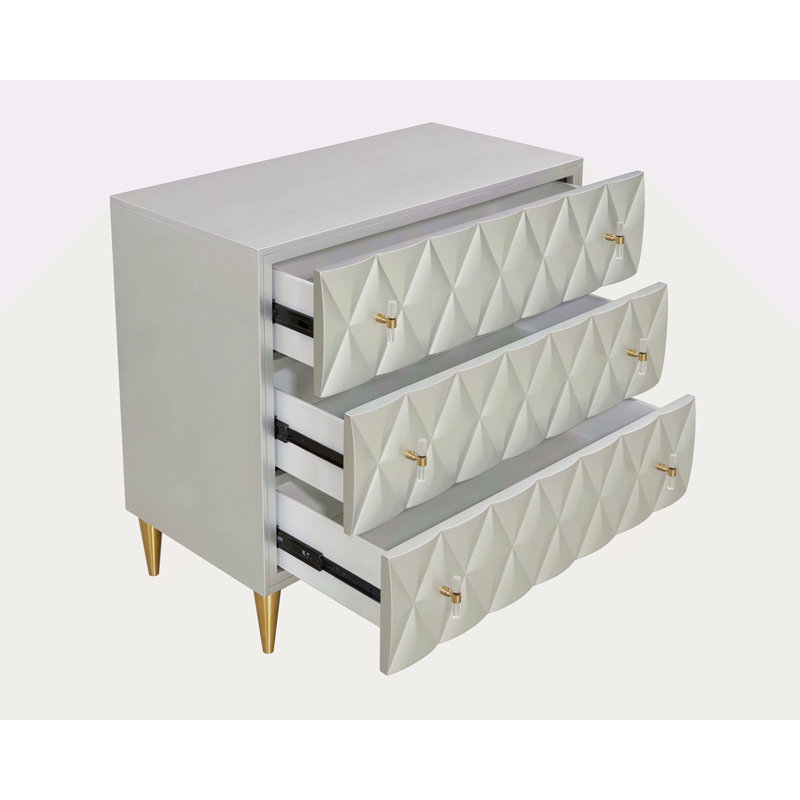 Metallic silver & champagne finish console cabinet