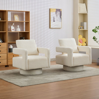 Fauteuil demi-tonneau large pivotant rembourré (ensemble de 2)