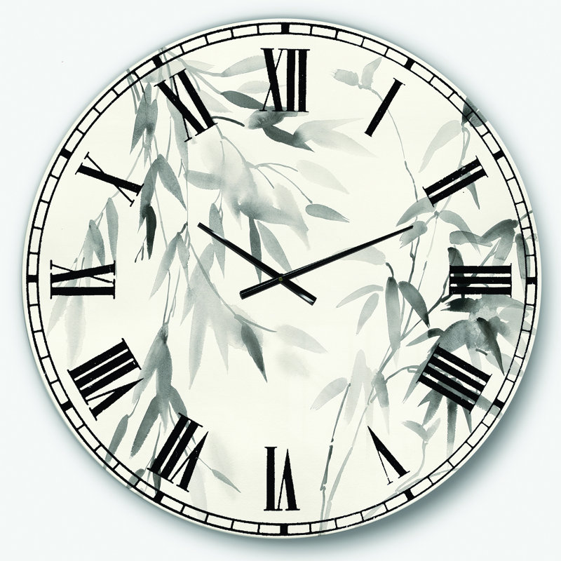 Horloge murale Swigart Bamboo Leaves II, Surdimensionné, Feuilles de bambou Swigart II