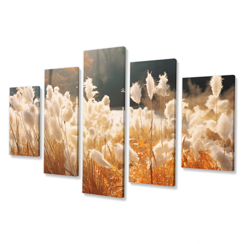 Minimalisme, couronne de fleurs, impression sur toile florale, 5 panneaux