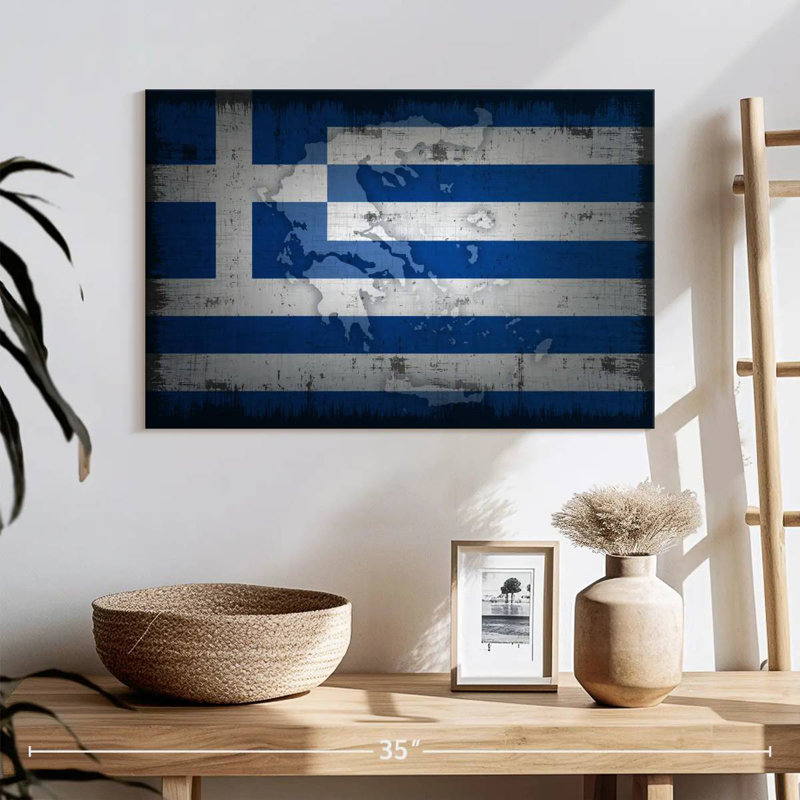 Map And Flag Of Greece, 16" H x 24" W