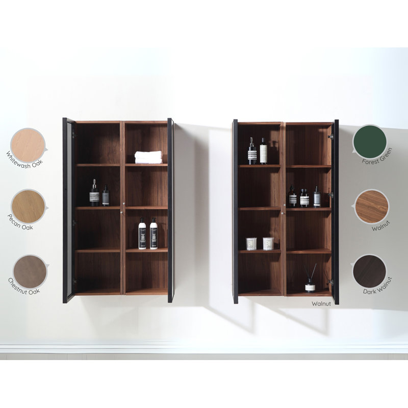 Luce 13" Wall-Mounted Side Cabinet, Forest Green/Dark Gold