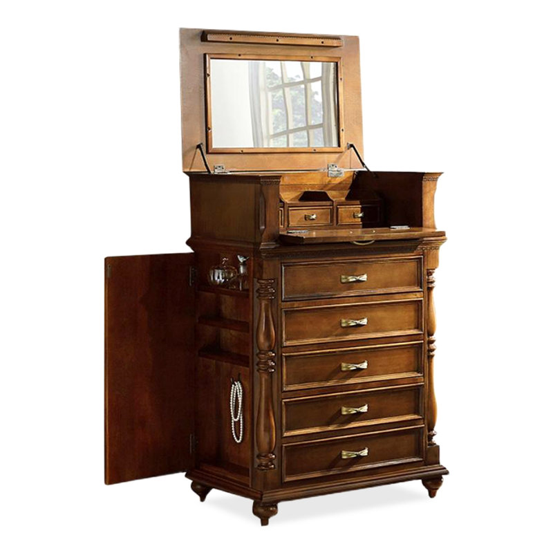 Armoire à bijoux rectangulaire brun clair en bois manufacturé