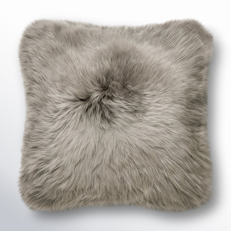 Fieldman Leather Reversible Throw Pillow, Mushroom Gray