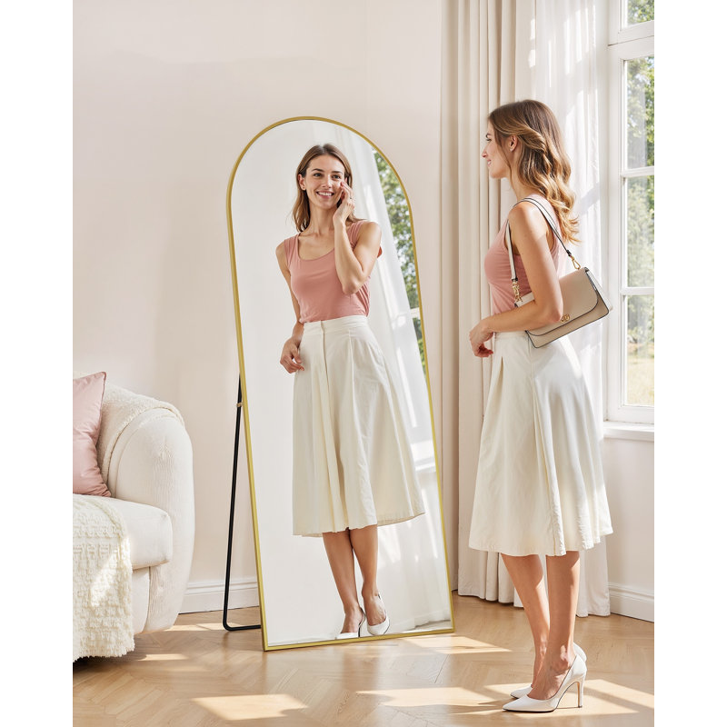 Metal Flat Mirror, Gold, 16cm x 60cm
