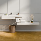 48" x 19" Double Layers Floating Vanity Stone Resin Wall-Mounted Vessel