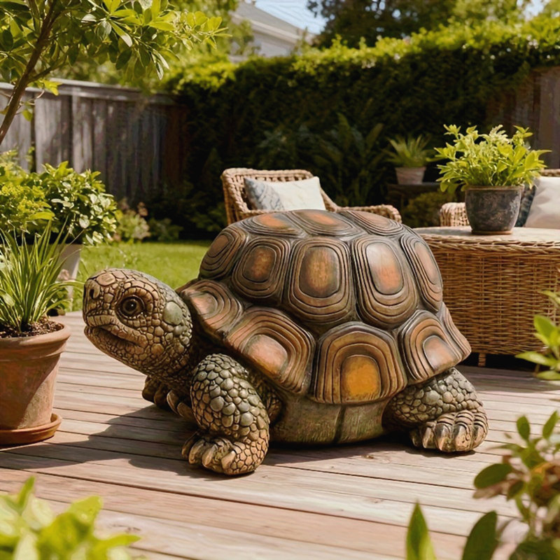 Tabouret de statue de tortue de jardin 18 po, sculpture en résine d'animaux simulés, tabouret décoratif polyvalent pour le salon, le balcon, le bureau, le jardin, la cour et la pelouse