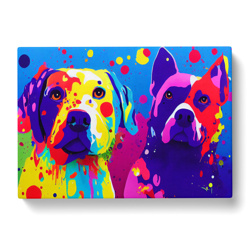 Two Painted Dogs Abstract - Wrapped Canvas, 40cm H x 60cm W x 3cm D