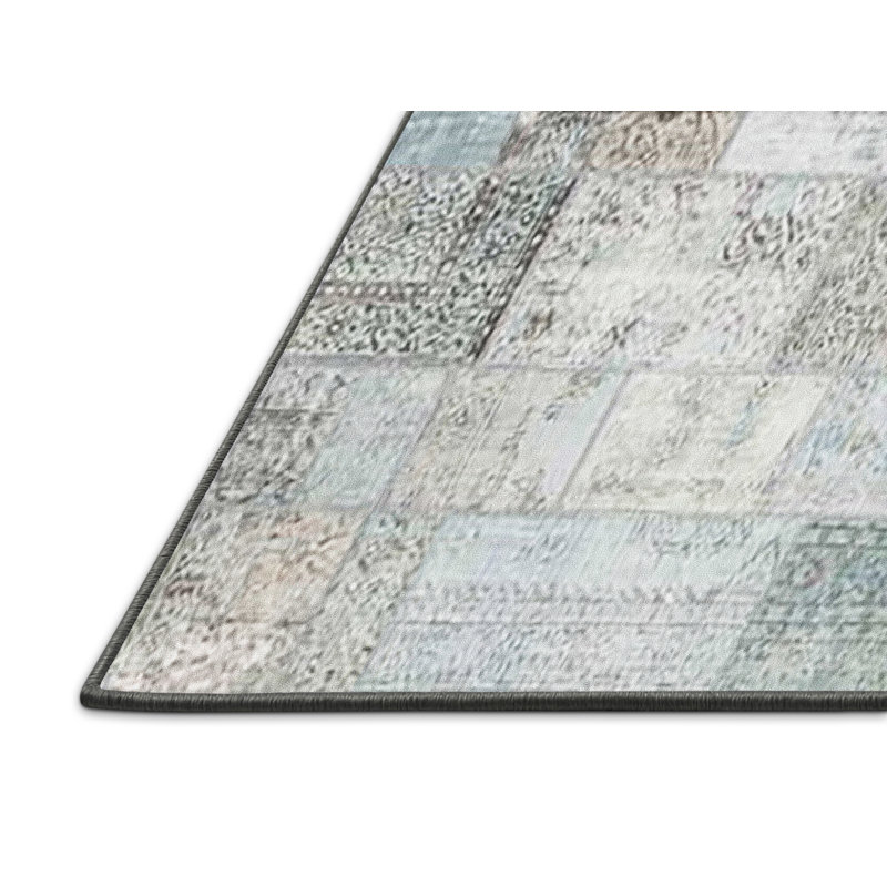 Tapis gris/bleu zone contemporaine, Rectangle 2 pi x 5 pi