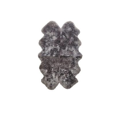 Nyx Solid Colour Quad Grey Sheepskin 105cm X 160cm Rug