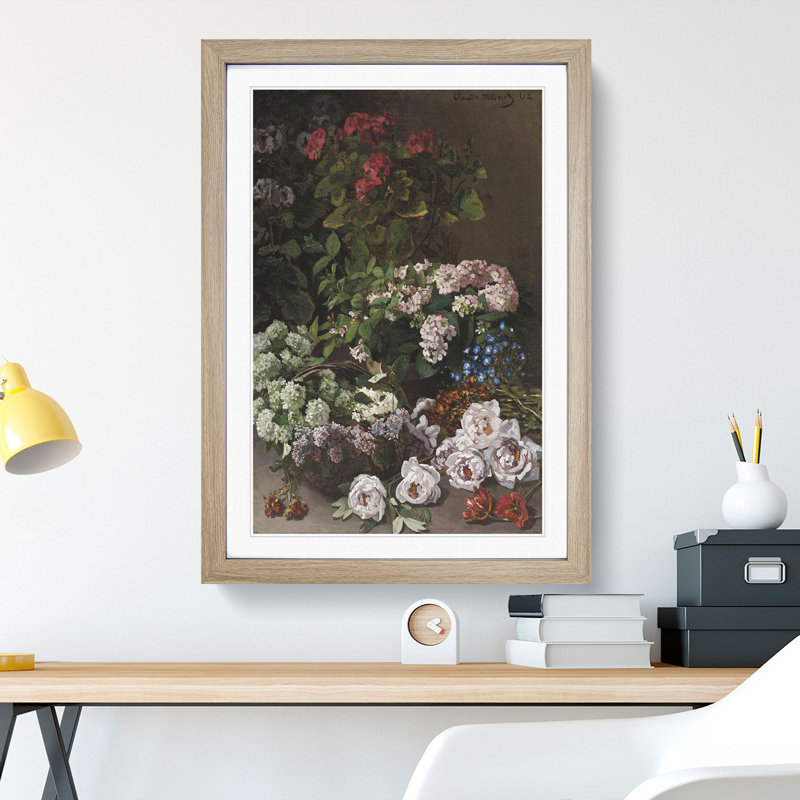 Spring Flowers by Claude Monet - Picture Frame Painting, Oak, 36cm H x 27cm W x 2cm D
