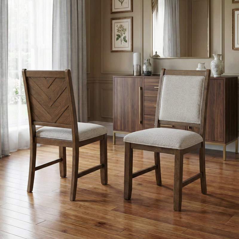 Chaise d'appoint rembourrée Gamino en acacia massif, Brown