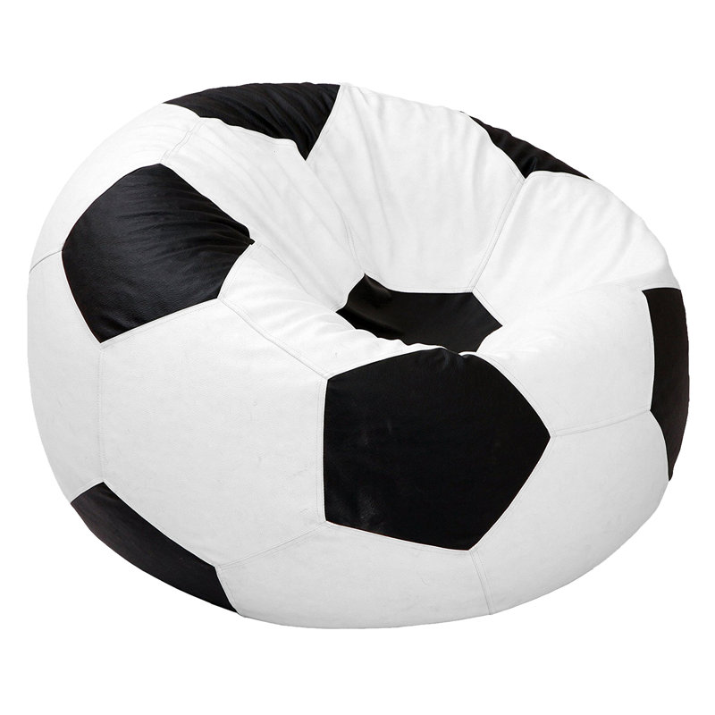 Leatherette Indoor Bean Bag Cover - Filler Not Included, White/Black Faux Leather