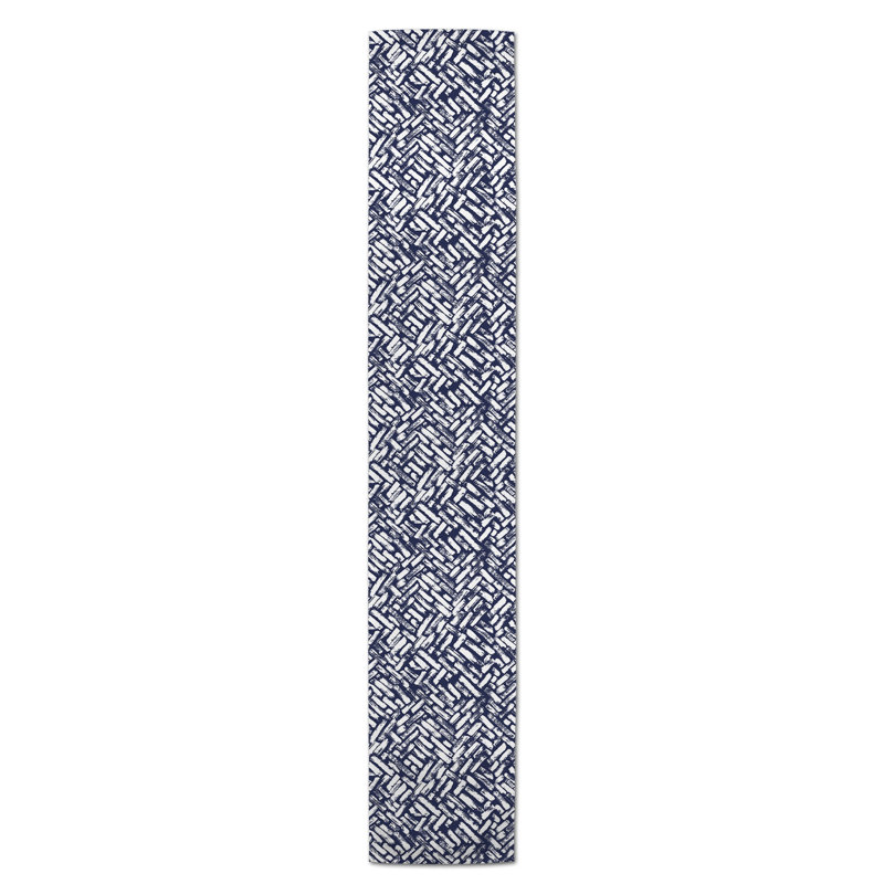 Chemin de table roughhexagon Askerby, 90 po x 16 po, Bleu marine, Whipton Strokes 