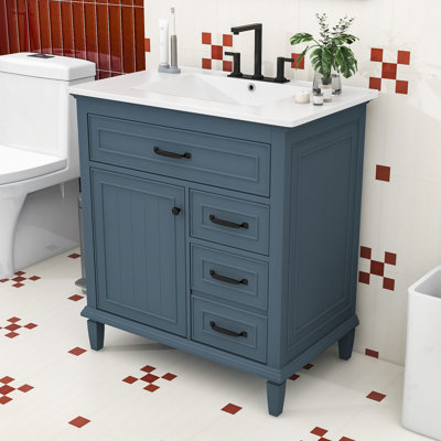 Meuble-lavabo autoportant élégant avec lavabo et rangement intelligent