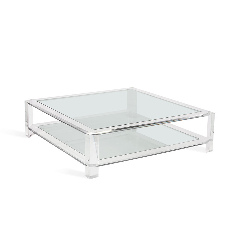 Surrey Glass Top Single Coffee Table, 17" H X 60" L X 60"W