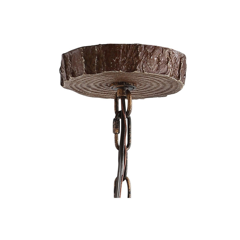 Rohrbach Candle Style Wagon Wheel Chandelier, Brown, 14.5" H x 26" W x 26" D