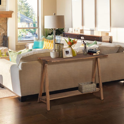 Console Tables For Living Room Solid Wood 2-Tier Sofa Table by Millwood Pines