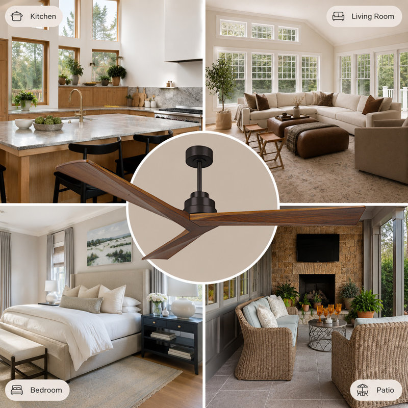 52-Inch Solid Wood Ceiling Fan without Light