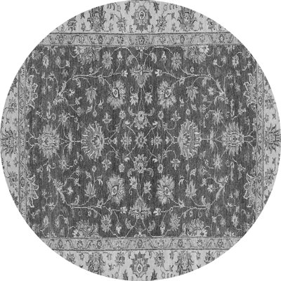 Tapis rond gris tissé à la machine 6 pi