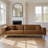 111.8'' Mid Century Modern 4 Seat Leather Sofa With Wide Armrests