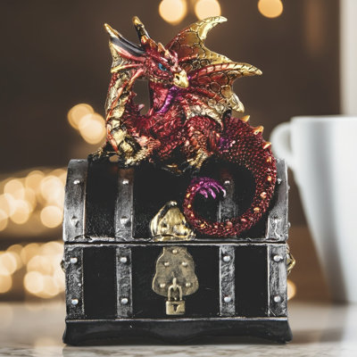 4"H Red Dragon Treasure Box