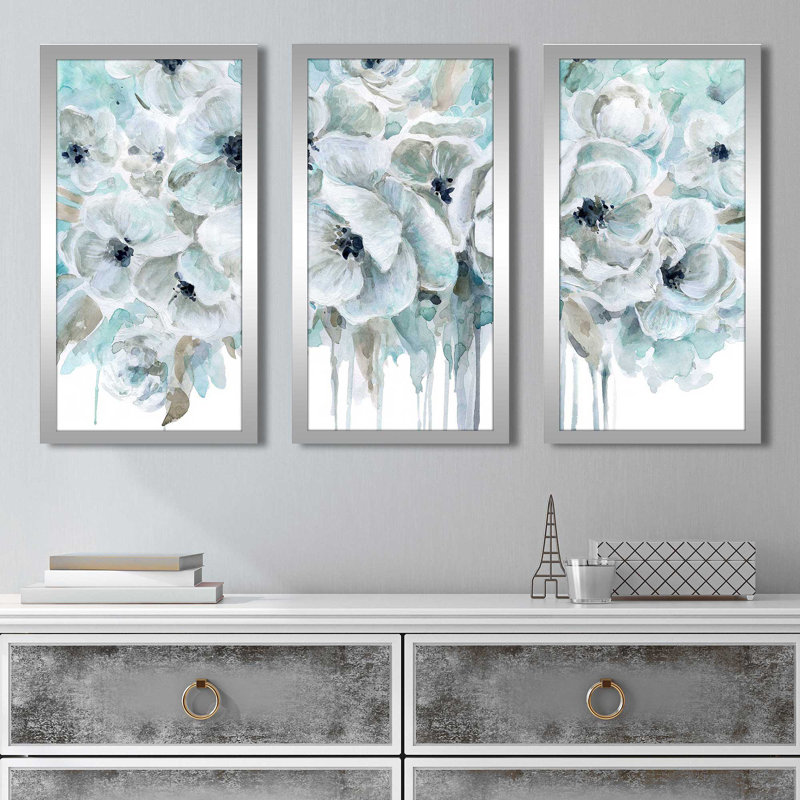 " Teal Harmony II " by Carol Robinson 3 - Pieces, 52.5" W x 33.5" H x 1" D