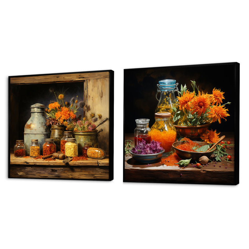 «French Spices Farmhouse», 2 pièces, H 16 po x l 33 po, Cadre flottant noir