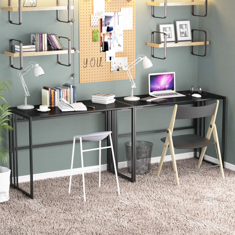 Metal Base Computer Desk, Black/Black