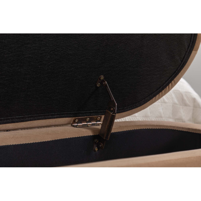 Banc de rangement en tissu avec pieds en bois pour chambre à coucher, Café