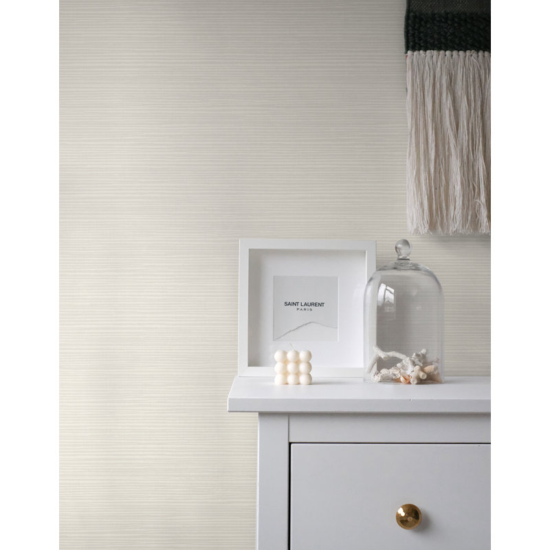 Ausencio 10m x 52.07cm Textured Metallic Finish Paste the Wall Wallpaper Roll, Cream