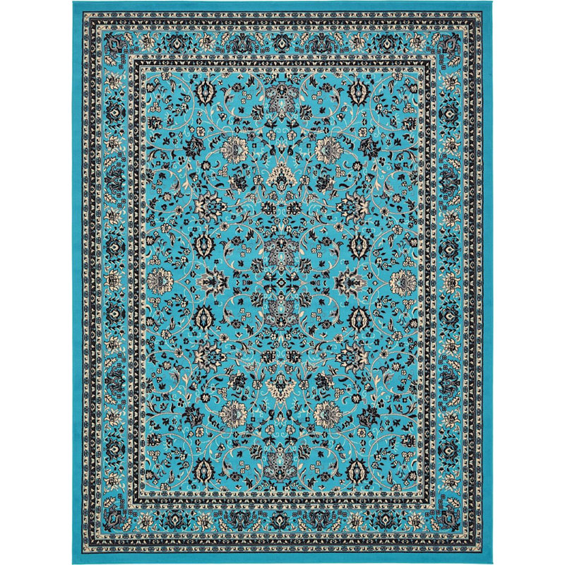 Tapis bourgogne Bhatari, Rectangle 4 pi 1 po x 6 pi 1 po, Turquoise