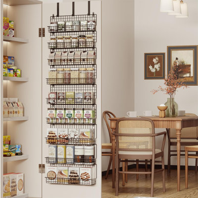  Étagère à épices à 9 niveaux avec crochet de porte, fixation murale et très grande capacité pour porte de garde-manger - Conception noire élégante pour une organisation sans effort, solution de rangement de cuisine ultime