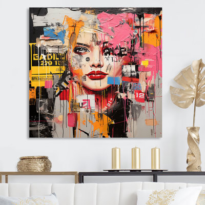 Pop Art Woman Newpaper Collage - Fashion Canvas Art