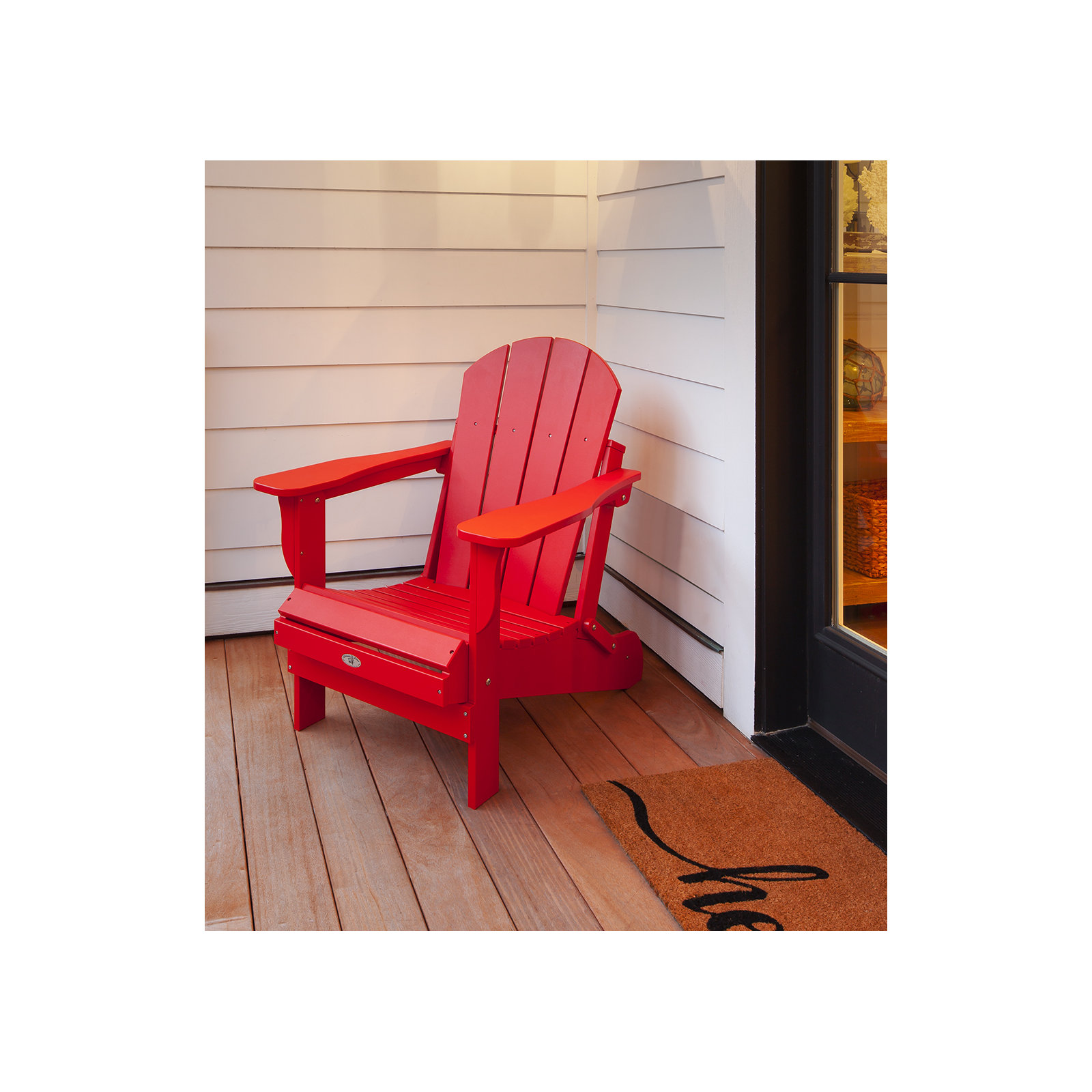 Berngar Foldable Outdoor Adirondack Chair, Red