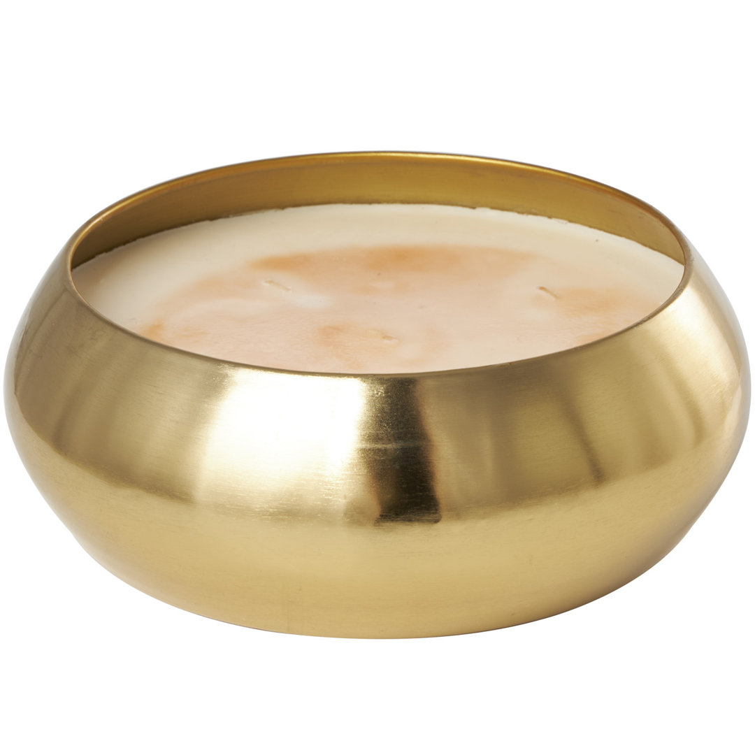 Metal Jasmine Scented Wide Dome Shaped 60 oz 4 Wick Decorative Gold Candle with White Wax Everly Quinn 