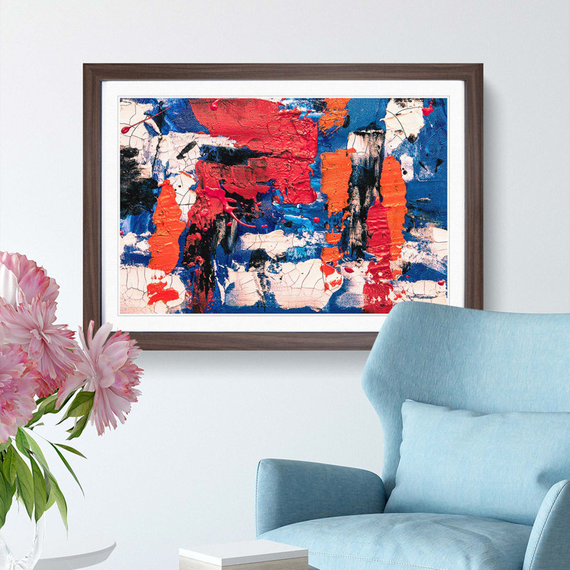 Abstract Art Painting Vol.322 by S.Johnson - Picture Frame Painting Print, 62cm H x 87cm W x 2cm D, Walnut Framed