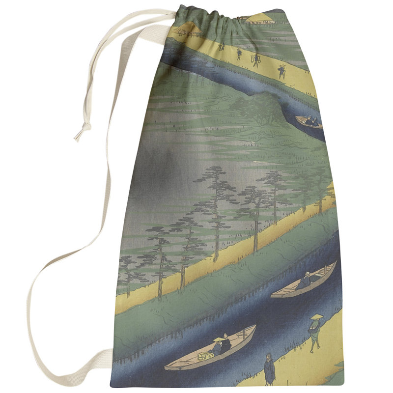 Macintyre Fabric Laundry Bag with Handles, Small ( 64" H x 20" W x 1.5" D), Green/Blue