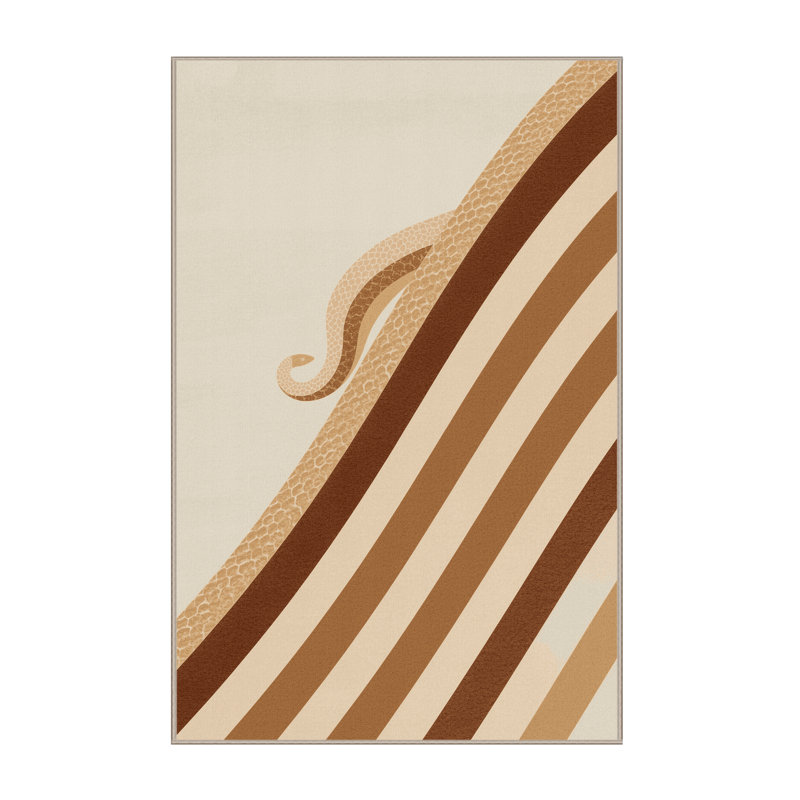 Tapis rayé beige lavable à la machine Peirsen Sidewinder, 8 x 10