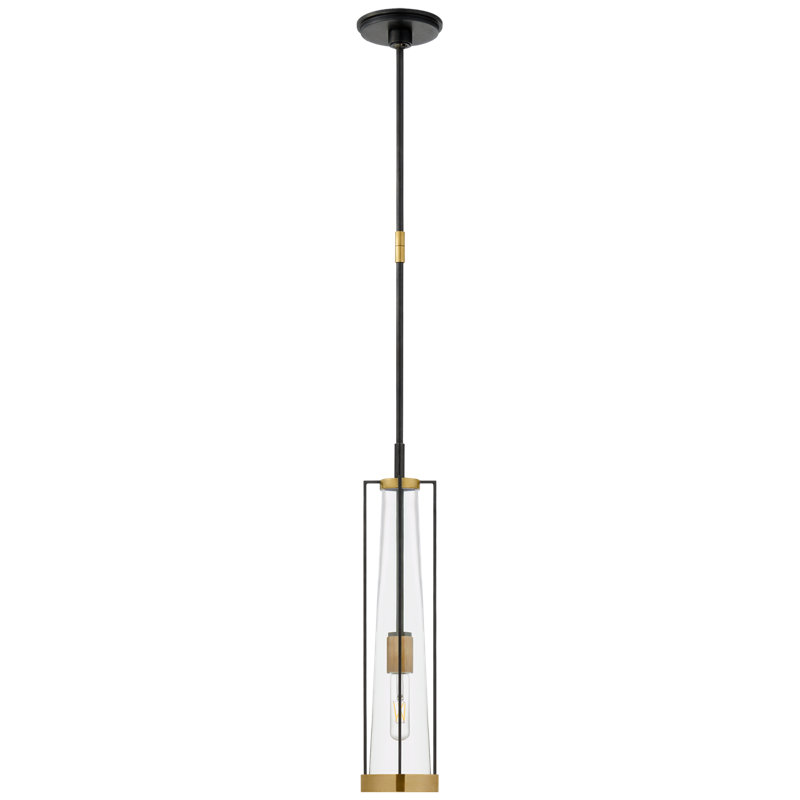 Thomas O'Brien Calix Tall Pendant, Bronze/Antique Brass, Clear