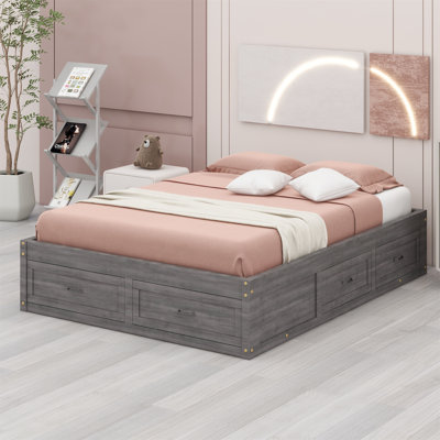 Lit plateforme avec 6 tiroirs de rangement