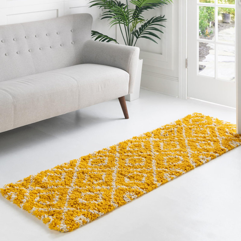 Tapis à poils longs Foundry Select Ruth Trellis - jaune, Tapis de couloir de 2 pi x 7 pi