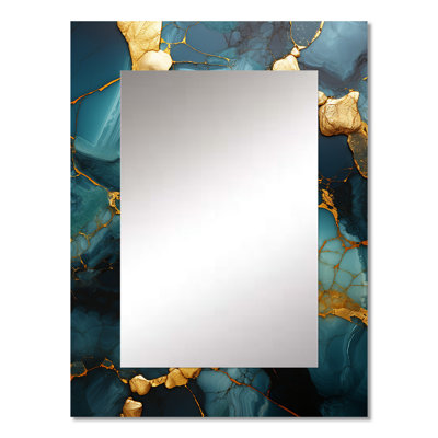 Gold and green topaz Agate Granite II - Abstract Unique Mirror, Gold Large Wall Mirror, Printed Metal Art