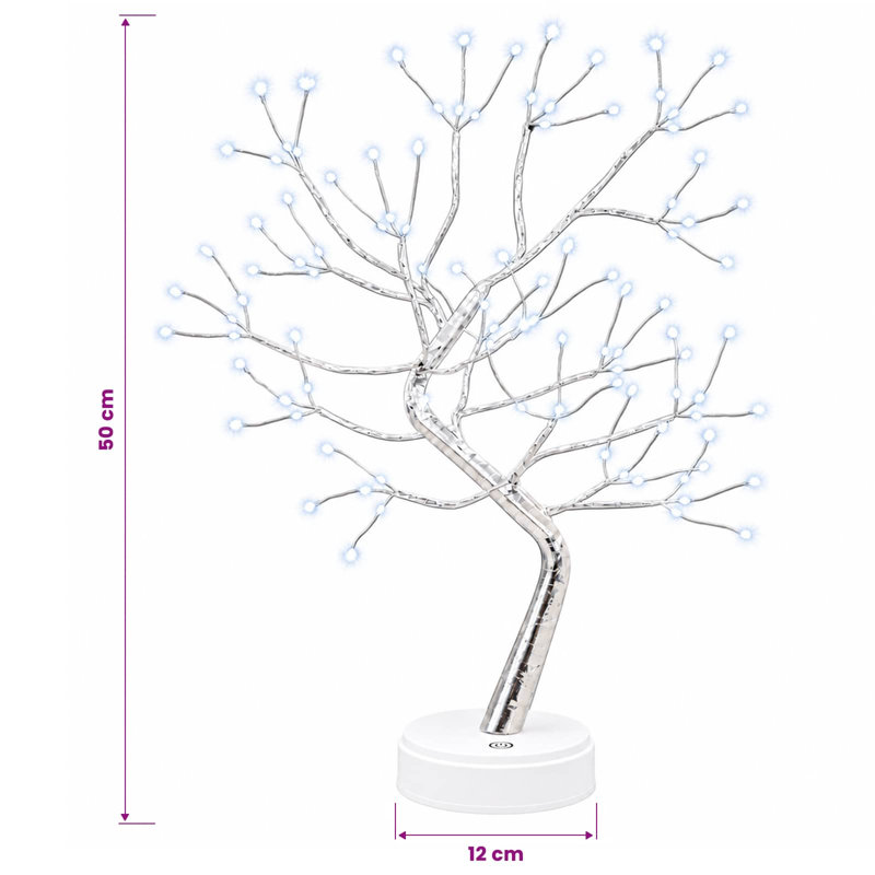 Mini Starburst Christmas Tree Steel LEDs Set, Silver (Cold White)