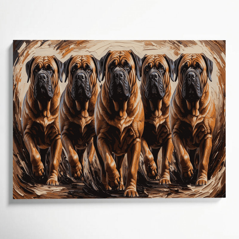 «Dogs Mastiff», art mural sur toile noire, H 11 po x l 14 po