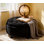 Repose-pieds rond avec rangement de 25 pouces avec plateau, table basse ronde en tissu capitonné avec rangement, repose-pieds rembourré avec plateau amovible pour le salon, la chambre à coucher, noir
