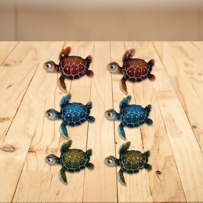 3"W 6-PC Sea Turtle Magnets Set
