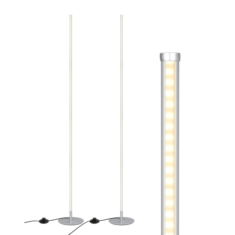 Ensemble de 2 lampes sur pied DEL, lampe sur pied à intensité variable avec interrupteur au pied, lumière blanche chaude de 1 100 lumens, grande lampe d'angle pour le salon, la chambre à coucher et le bureau