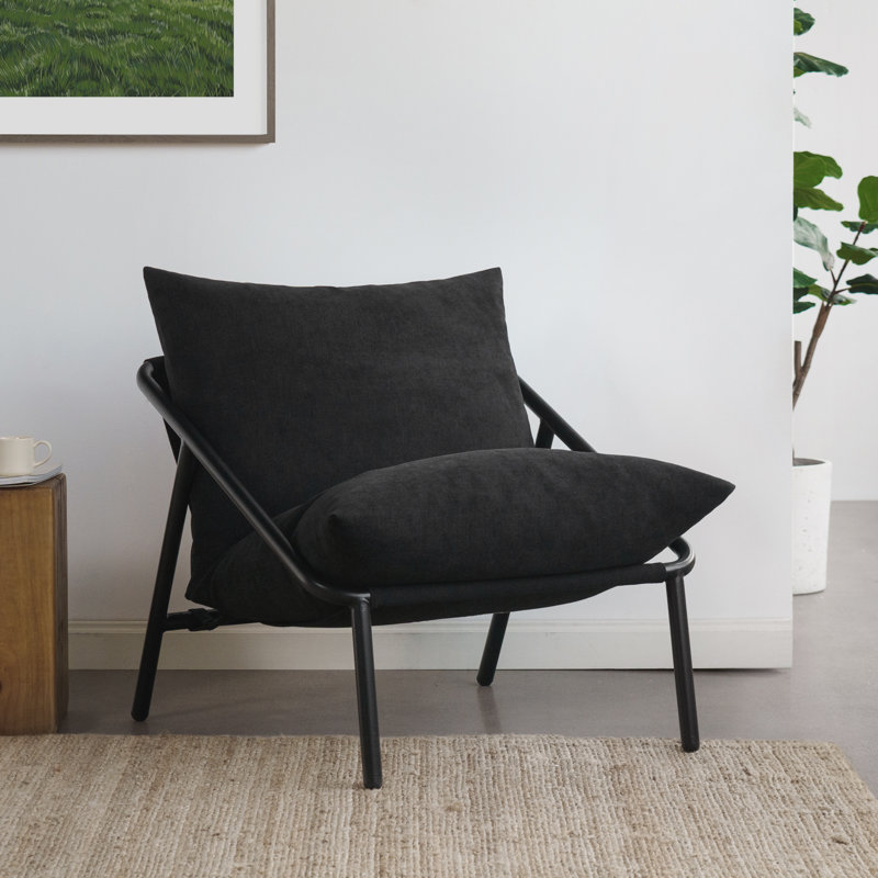 Ayatt Modern Metal Frame Sling Accent Armchair, Logan Dark Grey